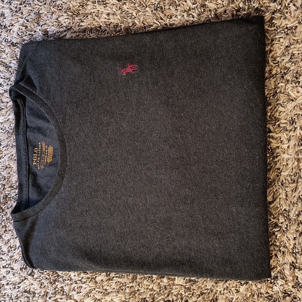 Polo by Ralph Lauren Men's Charcoal Tee with Red Logo